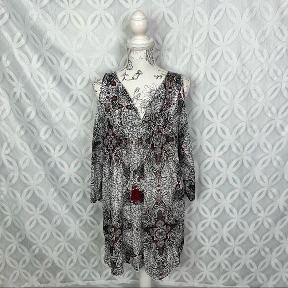 Rebecca Minkoff Multi Floral Cappy Dress Large Cold Shoulder SIze XS NWT $298 - Picture 3 of 13